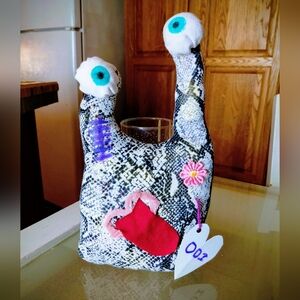 Odi  Is A Handmade Weird  Doll with Snake-Print Fabric  And He's 9" Tall